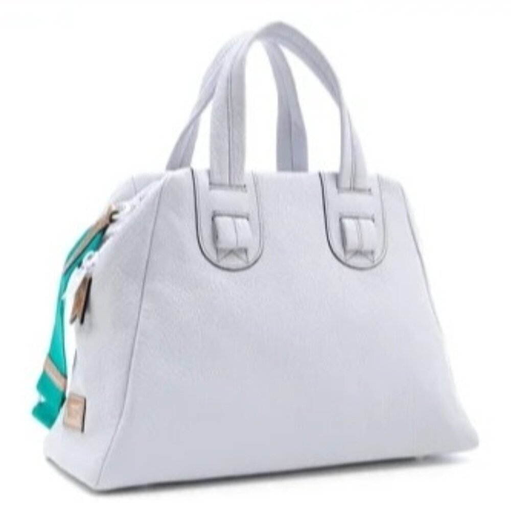 Meredith Wendell Leather Purse Top Handle Bag Crossbody Light Blue Gray